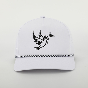 OEM 사용자 정의 로고 5 패널 남성 여성 스포츠 러닝 레이저 컷 천공 Gorras 화이트 골프 아빠 로프 모자 방수 야구 모자 - Product Image 2