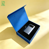 Boîte à fermeture magnétique noire mate minimaliste pour accessoires de smartphone, boîte rigide pliable pour électronique, emballée à plat