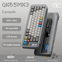 Clavier mécanique personnalisé QK65 Mk3 avec écran, finition blanche rétro pulvérisée