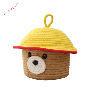 Panier de rangement unique en <span class=keywords><strong>corde</strong></span> de coton tissé mignon pour bébé jouet tissé étagère fourre-tout de rangement doux organisateur de placard mini - Product Image 1