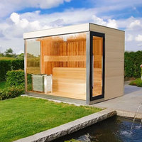 Sauna extérieur de luxe pour 4 personnes en cèdre rouge du Canada, en bois massif, avec douche vapeur et panneau de commande informatisé