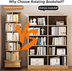 Estantería giratoria de 4/5 niveles, estantería de esquina de madera para libros, estantería estrecha de rotación de 360 ° con estanterías de ruedas universales silenciosas - Product Image 5