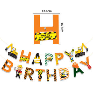 ชุดป้ายแบนเนอร์ตกแต่งเค้กสำหรับงานปาร์ตี้วันเกิดแบบมีตัวอักษรวิศวกรรมมีตัวอักษรแบนเนอร์สำหรับรถขุดโต๊ะของหวาน - Product Image 3