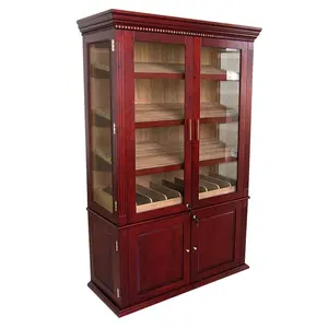 Large Spanish Cedar Lined Display Humidor High Quality Smoke Shop Cigar Display Cabinet With Light