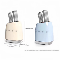 Ensemble de couteaux en acier inoxydable SMEG, 7 pièces, célèbres sur TikTok, avec bloc de rangement, coffret cadeau élégant, cadeau de déménagement
