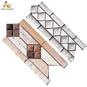 Mosaico a Forma di Freccia con Bordo in Marmo 298x100mm Bianco e Nero Geometrico per Rivestimenti e Bordi di Pareti e Pavimenti - Product Image 1