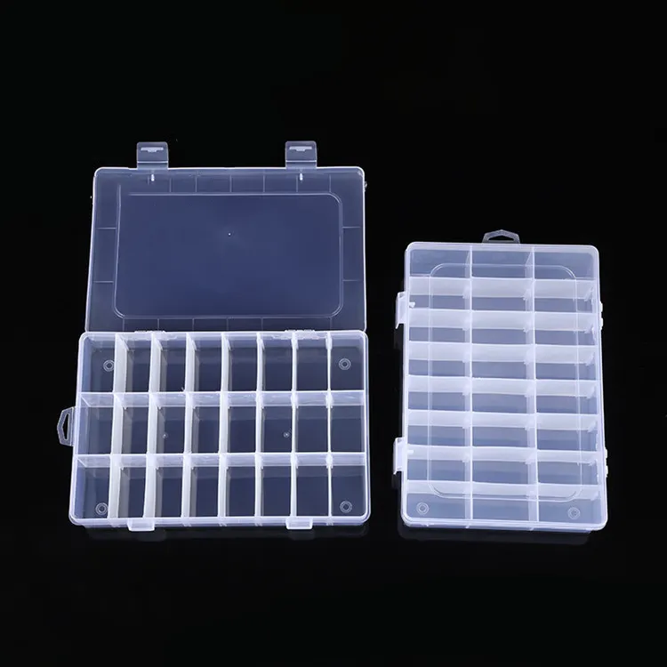 DS2600 Jewelry Box Organizer Klarer Aufbewahrung behälter mit abnehmbaren Trennwänden 24 Grids Clear Plastic Organizer Box