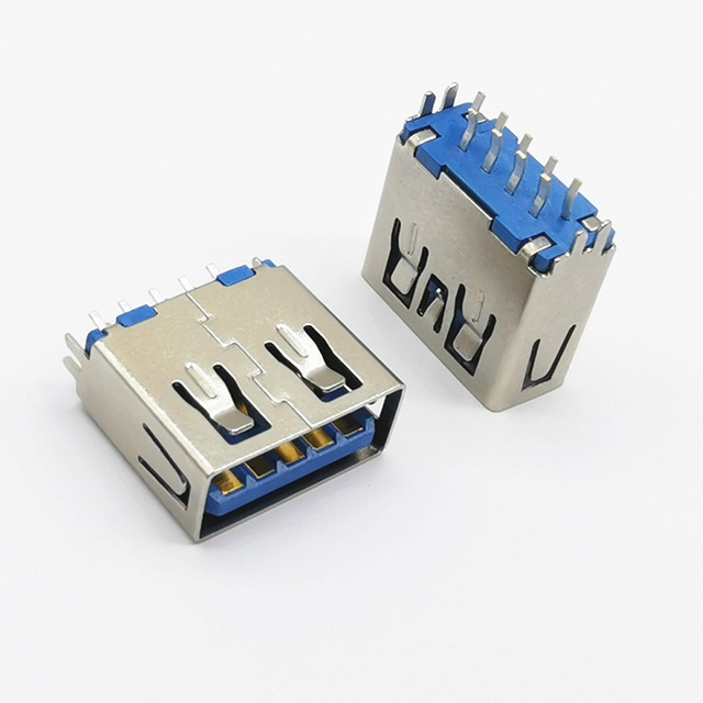 USB 3.0 Female Socket Blue Glue 9pin Connector Type a Female Splint Connector L=11.7MM 1.0 USB Adapter Plug