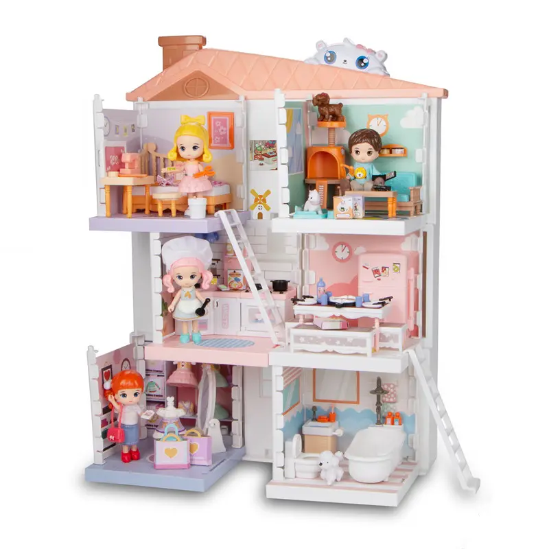 Kids Preschool Role Play Set DIY Assemble Miniature Doll House Furniture Toys