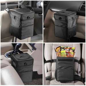 Organiseurs de voiture Xiangta OEM, sacs de rangement pour voiture, grande capacité, pliables, avec poche filet, mini poubelle suspendue, polyester durable - Product Image 2