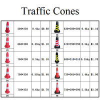 Cône de signalisation routière en PVC durable et réfléchissant, élastique, 30/43/50/60/70/90 cm, pour avertissement de collision et alerte routière