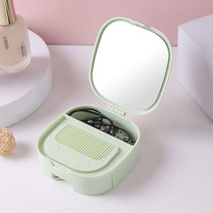 Custom Logo Printed Portable Multi-Functional Plastic Makeup Mirror with Cover Divided Drawer Comb Type Household - Product Image 4