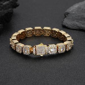 Bracelet carré en zircon de 10 mm, style rock sugar, accessoires hip-hop, boucle à ressort, marque tendance, accessoires pour homme, Tanjing - Product Image 3