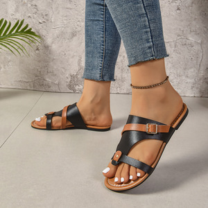 ashion Europe and the United States 2025 Summer New <b>Plus</b> <b>Size</b> Womens Shoes Toe Color Matching Fashion Flat Heel Casual231 231 - Product Image 3