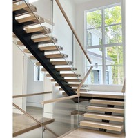 CBMMart prix d'usine lumières LED escaliers Mono Stringer droite ouverte Riser escalier flottant kits d'escalier