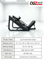 Appareil de musculation professionnel multifonctionnel 2-en-1 : Leg Press et Hack Squat à 45 degrés, robuste, en acier, à charge par plaques