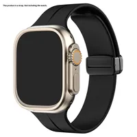 Bracelet en silicone respirant de luxe, taille 22 mm, compatible avec Apple Watch Ultra, iWatch 8, Apple S9/7/6/5/4, fermoir magnétique