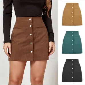 Mini jupes à boutonnage simple de couleur unie pour femmes 2024 mode nouvelle jupe courte mignonne pour femmes