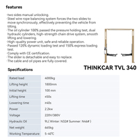THINKCAR TVL 340 Pont élévateur hydraulique à double colonne pour voitures, pont élévateur à deux colonnes pour station de service, plancher libre