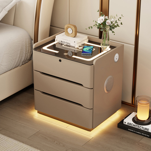 Mesita <span class=keywords><strong>de</strong></span> <span class=keywords><strong>Noche</strong></span> Flotante con Luz Inductiva, Moderna, con Cerradura, Inteligente, <span class=keywords><strong>Diseño</strong></span> Simple, Recargable, con Tres Cajones - Product Image 2