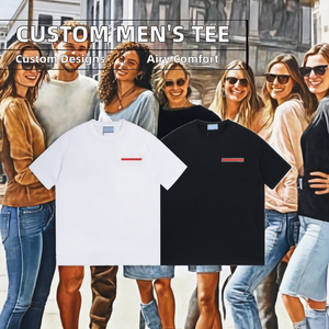 Camiseta clásica de media manga personalizada para hombre, Camiseta básica ligera con cuello redondo, sólido 100% algodón, patrón de estampado antiarrugas Pra da - Product Image 3