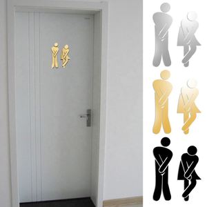 Autocollant Miroir 3D Amovible Homme Femme, Panneau de Signalisation pour Toilettes, Autocollants de Porte de Salle de Bain, Décoration Murale Maison, Décalcomanie, Panneau d'Entrée DIY - Product Image 2