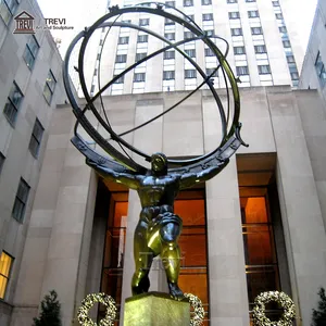 Уличная гигантская скульптура шар на верхушке бронзовая греческая титановая атласная статуя с миром