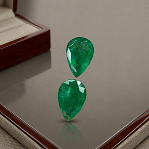 Émeraude naturelle du Rajasthan certifiée IGI de 11,94 carats, taille poire, paire assortie, beauté verte éclatante pour boucles d'oreilles, bague, pendentif, bijoux - Product Image 1