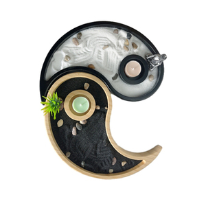 Kit de jardin <span class=keywords><strong>zen</strong></span> en bambou en forme de YIN YANG, arbre de Bouddha artificiel, râteaux, bougies et accessoires, jardin <span class=keywords><strong>zen</strong></span> chinois pour la relaxation sur le bureau - Product Image 2