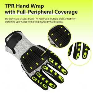 TPR油田建筑工业耐切割防护防震安全机械师工作冲击手套 - Product Image 2