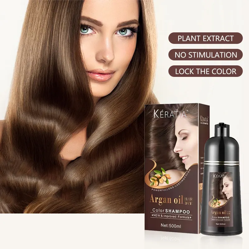 wholesale Instant Wholesale organic permanent Brown Hair Color Treated herbal black hair dye shampoo