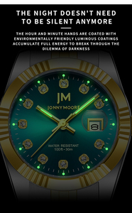 นาฬิกา JM สำหรับผู้หญิง เรียบง่าย สบายๆ แฟชั่นนักเรียน ควอตซ์ ประดับเพชร สายเหล็ก ปฏิทิน ชุดสีทอง นาฬิกาผู้ชาย นาฬิกาคู่ - Product Image 6