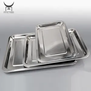 Factory outlet snack plate flat bottom meat tray BBQ trays rectangle stainless steel serving platters 2cm height