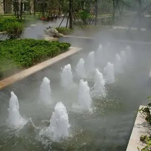 Новый популярный открытый сад парк искусственный белый Холодный Туман фонтан с красочным огненным фонтаном украшения