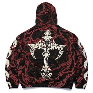 Sudadera con Capucha Oversize de Forro Polar Grueso con Diseño Gótico de Calavera y Cruz, Estilo Urbano, Personalizada, OEM ODM, Suministro de Fábrica de Marca Privada - Product Image 2