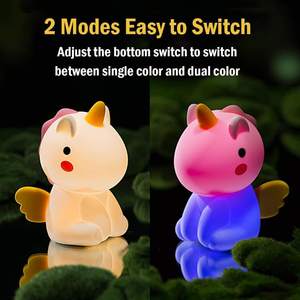Cute animal Unicorn Baby Kids Gift Bedroom Table <b>Lamp</b> USB Rechargeable Colorful <b>lights</b> LED Silicone Night <b>Light</b> for girls - Product Image 3
