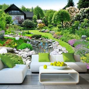 3D Vert Forêt Paysage Mural Salon Tv Fond Mur Papier Peint 8D Film Et Télévision Mur Chambre Pastorale Papier Peint - Product Image 1