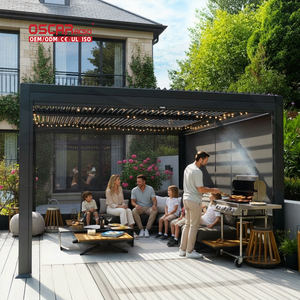 Gazebo de Jardín de Aleación de Aluminio Estilo Atardecer Dorado, Pergola para Reuniones de Amigos y Ocio - Product Image 1