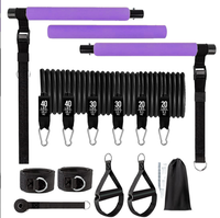 Kit d'exercices Pilates en gros avec barre réglable, barre de traction TPE, bandes de résistance 20/30/40lbs, équipement de gym complet pour le corps