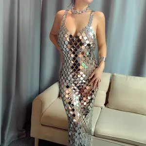 Undefined A7022 stili popolari donne Midi Spaghetti Strap Dress Backless Sexy Club Party Midi Dress