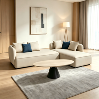 Table basse ovale de luxe de designer, plateau en marbre travertin naturel, base en bois foncé pour projet de hall d'hôtel 5 étoiles, commande en gros