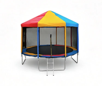 Trampolín Redondo para Niños con Marco Plegable, Construcción Segura de PVC, Toldo Multicolor para Uso en Exteriores
