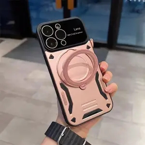 Casing ponsel magnetik dengan pelindung lensa kamera penutup ponsel dengan standar casing pelindung untuk iPhone 15 Pro max