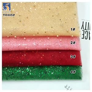 YX445 American Custom poliestere maglia tessuto rigido Tulle con 3D perle <span class=keywords><strong>e</strong></span> paillettes per copricapo tessuto - Product Image 6