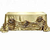 Nappe rectangulaire en satin rose 3D, décoration de table de luxe pour mariage, banquet, fête d'anniversaire