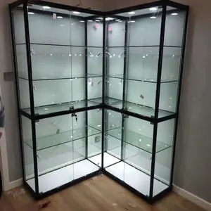 Boutique Retail Store Furniture Glass Display Cabinet With LED Light Cheap Display Showcases With Lock