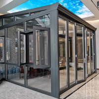 Gazebo à toit rigide en aluminium pour solarium quatre saisons avec pavillon de solarium à double toit en acier galvanisé pour terrasse, jardin et jardin.