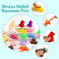 Lot de 24 jouets Mochi Squishy Dinosaures en Caoutchouc Écologiques, Mini Kawaii Anti-Stress à Presser, Cadeaux de Fête avec Boîte de Rangement