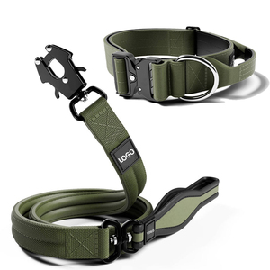 Presión probada <span class=keywords><strong>Durable</strong></span> Metal Broche Espuma Neopreno Forrado Tactical <span class=keywords><strong>Dog</strong></span> Collar Correa con mango suave - Product Image 1