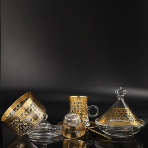 Wholesale ethopian 28pcs New coffee&amp;tea sets Customized Tea Cup Set <strong>Glass</strong> <strong>TeaCup</strong> and saucer set - Product Image 5